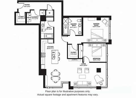 Floor plan for 2 beds, 2 baths, 1644 sqft